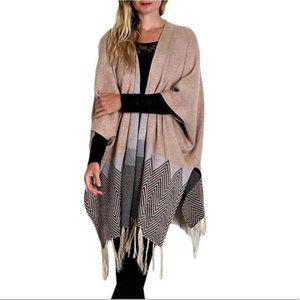 Reverie The Shop Tess Chevron Poncho Sweater